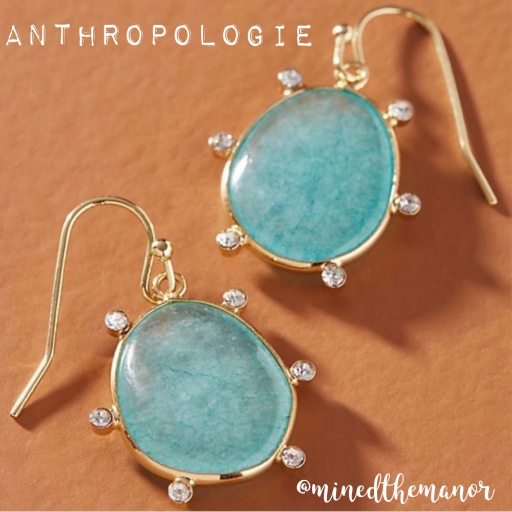 ANTHROPOLOGIE LOLA DROP EARRINGS AMAZONITE NWT